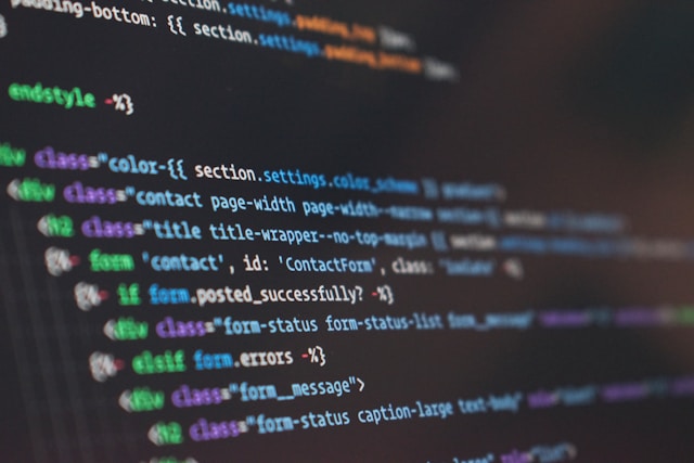 Screenshot of liquid code